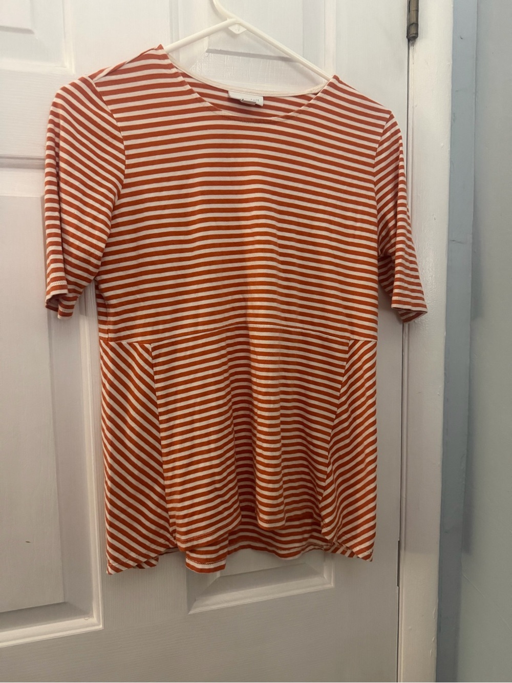 J.Jill Striped Pocket Tunic Top Women’s XS Orange Cream 100% Cotton
